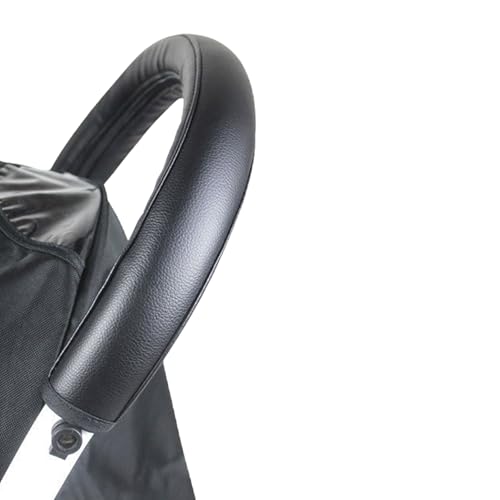 fKiZanthene Pram Handle Cover for Babyzen, Black PU Leather Stroller Handle Protector with Zipper, Foldable Washable Babyzen Accessories for Pushchair Outdoor Use