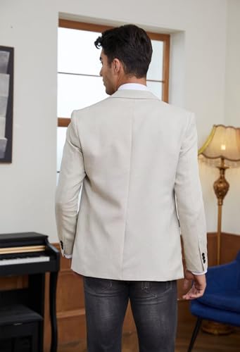 EMERAIDVLN Mens Western Blazer Slim Fit Casual Lightweight Suit Jacket, Linen Texture Sport Coat with One Button3