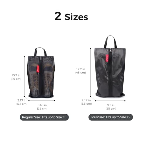 Image of pack all Plus-Sized Shoe Bag for Travel, Water-Resistant Shoe Pouch for Gym, Odor-Resistant Soccer Cleats Bag for Sport (Black, 1-Pack)