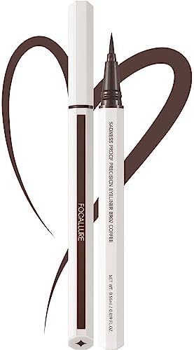 FOCALLURE Sadness Proof Precision Eyeliner,Sweatproof Eyeliner Pencil,Quick Drying,Smudge-proof,Long Lasting,Won't Slip Octagonal Grip,Ultra Fine Brush,BR02 COFFEE