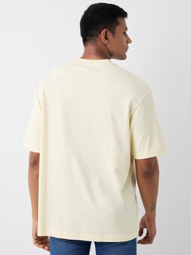Image of Spykar Men's Oversized Round Neck Half Sleeve Solid Casual T-Shirt