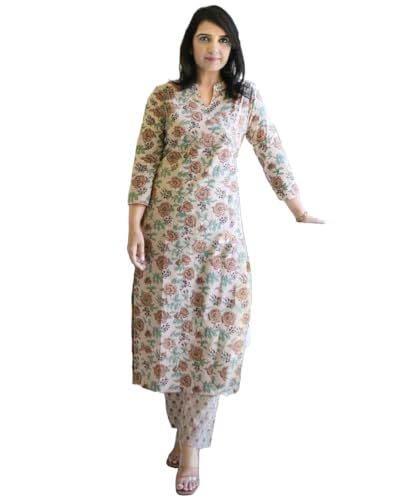 Image of ANNI DESIGNER Women's Cotton Blend Regular Kurta with Pant
