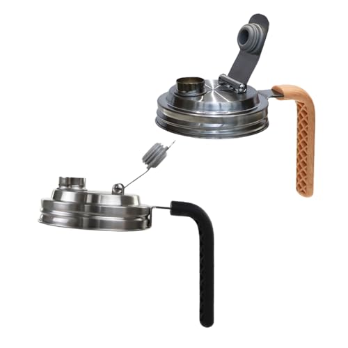 Stainless Steel Mason Jar Lids with Rubber Gasket and Handle,Mason Jar Lids for Wide Mouth,Bottle Cover for Cold Brew Grain Screw Cans Caps (Jars Not Included) (2)