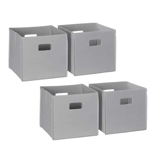 RiverRidge Folding Storage Bins with Handles Gray Cube Storage Organizer for Closet, Bedroom & Playroom - Closet Organizers and Storage Set of 4