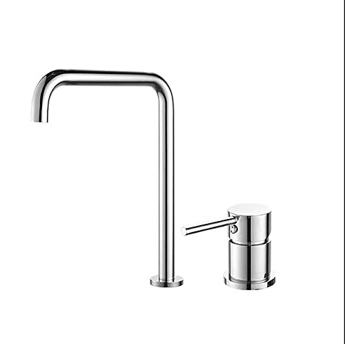 Grifo de lavabo para baño con tubo súper largo giratorio 360 de dos agujeros