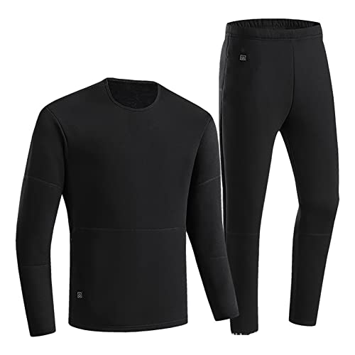 Electric Heated Thermal Underwear Set Usb Heated For Men Women Outdoor Winter Warm Base Layer Sport Top & Bottom,Men Black,Xl #TOP23