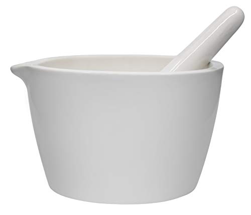 Eisco CH0541G Porcelain Mortar & Pestle Set, 64Oz (1900Ml) - Heavy Duty - Unglazed Grinding Surface - Excellent For Kitchen Or Laboratory cover