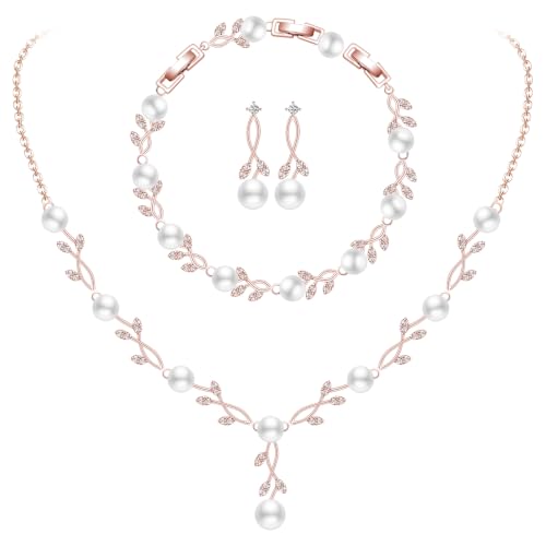 Image of GZWHD Wedding Jewelry Sets for Bride Bridesmaid Women Cubic Zirconia Necklace Earrings Bracelet Set Gift for Mother Friend Wife Daughter Sister Party Prom Jewelry