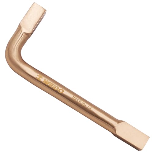 WEDO Non-Sparking Square Head Wrench,15mm,Metric Spark-free Square Wrench Key,Safety L Shape Spanner,Length 156mm,Beryllium Copper,Non-magnetic,BAM&FM Certificate,One-time Die-forged