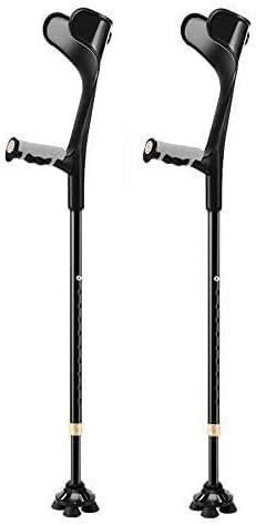 Forearm Crutches Adjustable Height Adjustable Forearm Crutch Shockproof Elbow Crutches with Comfortable Grip Lightweight Assistance for Men/Women Silver Lightweight Arm Crutch (Color : Black) (Black)