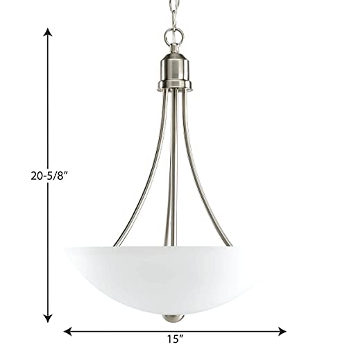 Image of Progress Lighting Gather Collection 2-Light Etched Glass Brushed Nickel Traditional Foyer Pendant Hanging Light