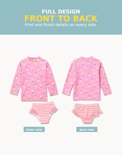 Image of VAENAIT BABY Girls Rash Guard Swimsuit UPF 50+ Long Sleeve Toddler Bathing Suit Ribbon Stawberry Floral Fruit for 2~8Years