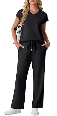 GRECERELLE Chándal para mujer, conjunto de verano con ropa de salón de manga corta, traje de dos piezas para mujer, informal, cuello redondo, parte inferior deportiva con bolsillos, Negro , S | Ya disponible en tu tienda friki favorita! En mundofriki.es! GRECERELLE Chándal para mujer, conjunto de verano con ropa de salón de manga corta, traje de dos piezas para mujer, informal, cuello redondo, parte inferior deportiva con bolsillos, Negro , S | Ya disponible en tu tienda friki favorita! En mundofriki.es!