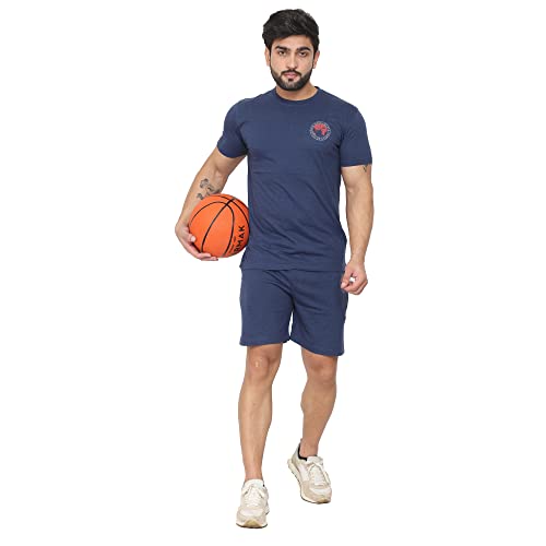 Image of D-GREEN Men's Basic Solid Cotton Round Neck Tracksuit for Athletics Jogging Gym and Sports