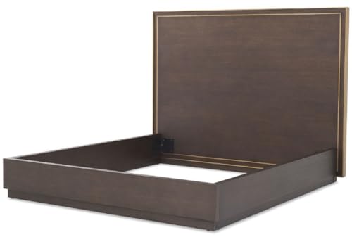 Casa Padrino lit Double de Luxe Marron/Laiton 186 x 224,5 x H. 155,5 cm - Lit Moderne en Bois Massif avec tête de lit - Meubles de Chambre