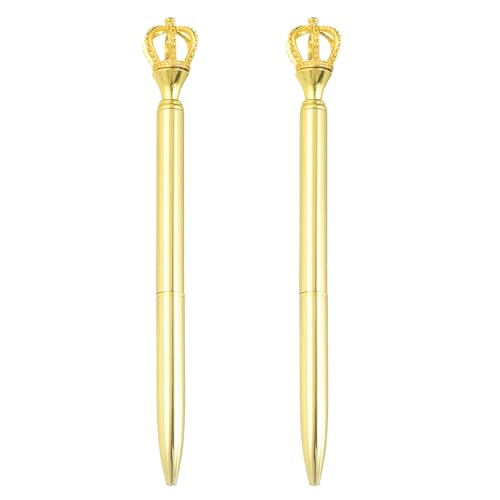 PATIKIL stylo couronne 2pcs brillant métal couronne 1.0mm encre noire