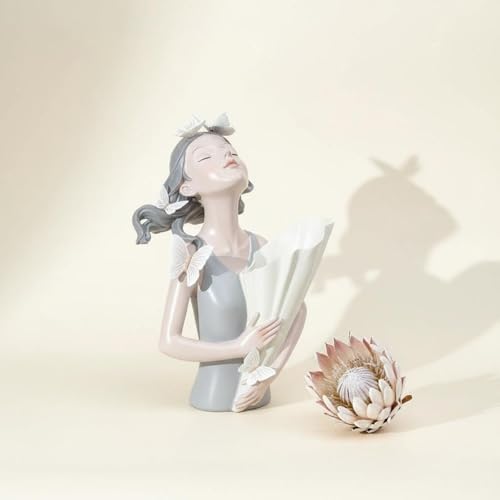 Jarrón decorativo busto de chica para decorar el estudio en verde 3