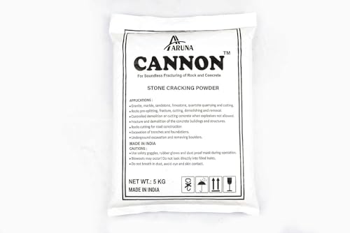 Cannon Chemical (Expansive Mortar, Soundless Stone Cracking Powder) for Rock Breaking, Concrete Cutting, Excavating Professional-Grade Stone Cracking Powder 5 kg (Type 1 (25 ℃ to 40 ℃))
