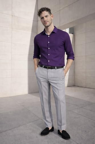 Image of Louis Philippe Men's Slim Fit Everyday Smart Wear Comfort Stretch Work Ready Textured Formal Trouser