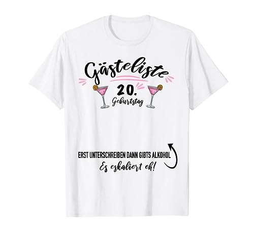 Libro de visitas de 20 cumpleaños, fiesta de 20 años, niña Camiseta