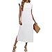 Summer Spring Maxi Dresses for Women Vacation Casual Loose Fashion Sundress Sleeveless Crewneck Swing Tank Dress S-2XL White