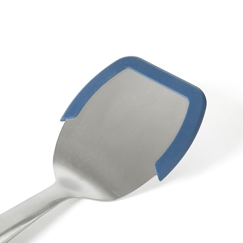 Image of Calphalon Prime Solid Turner, Cooking Spatula, Kitchen Spatula, Stainless Steel Turner with Heat Resistant Silicone Rim for Nonstick Cookware, Durable and Comfortable Kitchen Utensil (Navy)