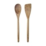 Dolly Parton Acacia Wood Kitchen Tool Set with Butterfly Design, Turner and Spoon for Cooking and Serving, 2 Piece