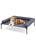 Cooling Elevated Dog Bed, 26.8x34 Raised Dog Bed with Removable Bolster Cushion, Breathable Mesh, Non-Slip Feet, and Metal Frame for Medium Breeds Indoor Outdoor