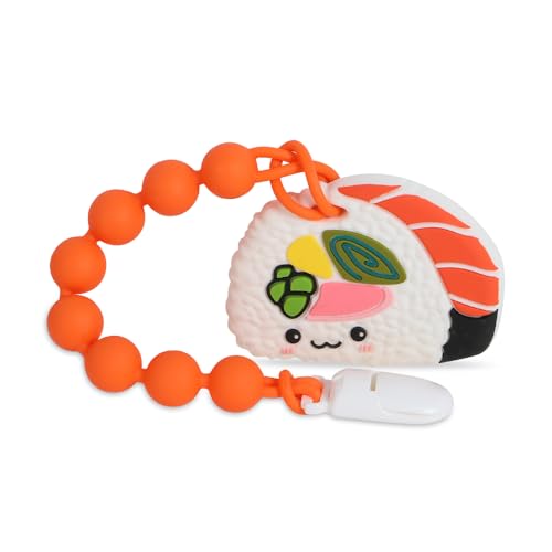 Image of Baby Teething Toys,Food Grade Silicone Teether with One-Piece Pacifier Clip Holder,Shower Gift,Highly Effective Pain Relief for 3 Months+ Boy and Girl,BPA Free,Freezer Safe. (Sushi)