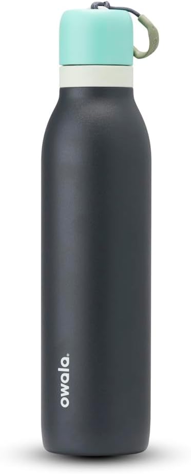 Owala FreeSip Twist Insulated Stainless Steel Water Bottle with Straw for Sports and Travel, 710ml, Blue, Grey (Foggy Tide)
