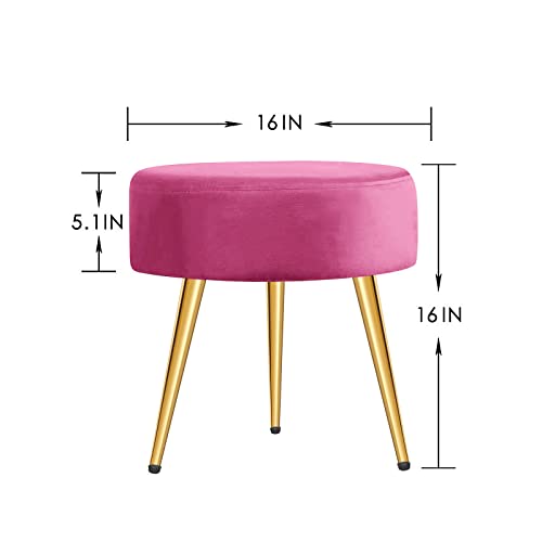 Magshion Modern Scalloped Back Accent Velvet Upholstered Armchair With Golden Legs And Soft Pillow With Footrest For Living Room, Comfy Vanity Chair, Pink #TOP1