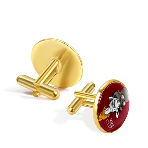Mancuernillas para hombre con jirafa y fondo rojo miniatura 3