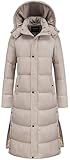 Chrisuno Winter Jacket For Women Long Thicken Bubble Coat Women's Warm Windproof Heavy Puffer Parka With Hood khaki M