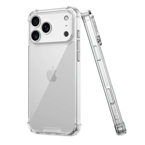 Image of Fashionury 3D Raised Transparent Crystal Clear Back Cover for iPhone 17 Pro Max | Shockproof Design | Anti-Slip Grip | Camera Protection | 360 Degree Protection Mobile Case