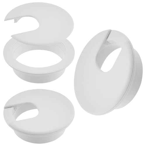 Image of 2 inch(50mm) White Desk Hole Cover Grommet ABS Plastic Wire Organizers for Computer Desk Cabinet (3 Pack)
