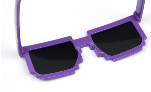 Image of DC DECORIO Thug Life Sunglasses Pixel Gangsta Life Funny Novelty Shades With Box Packing (Black) (CHECK-PURPLE)