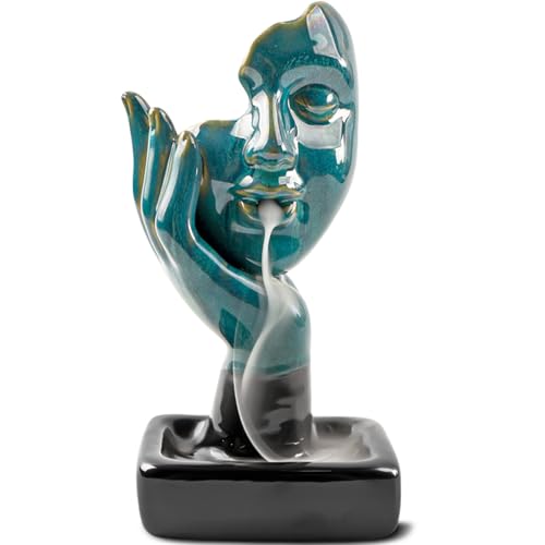 ZONSUSE Brûleur D'encens en Céramique Thinker, Porte-encens Cascade Méditateur, Support Encens d'art Moderne, pour la Décoration du Spa Yoga du Bureau à...