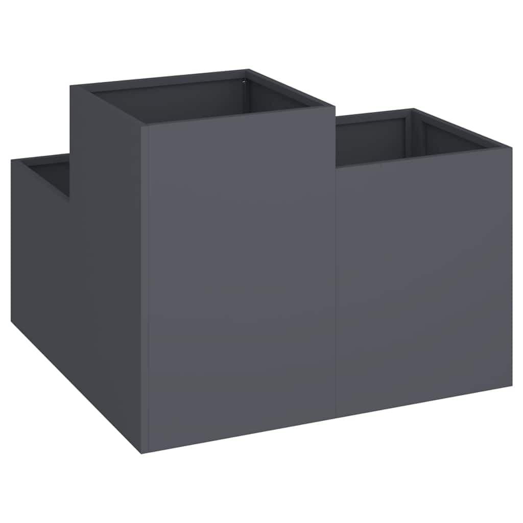 vidaXL Gartenblumentopf Anthrazit 100 x 100 x 60 cm Stahl, Garten und Terrasse, robuster Metallständer, Moderne Pflanzenpräsentation, industrieller Style für deinen Außenbereich