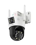 ZOSI 6MP Dual-Lens WiFi CCTV Camera Outdoor, Dual View Home Surveillance Wireless Security Camera Indoor, Color Night Vision, Virtual Fence, Auto Tracking, Person/Vehicle Detect, 2 Way Audio, C298 SE