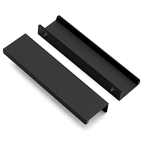 Image of Ravinte 6 Pack Finger Pulls for Cabinets 120mm /4.72 inch Length Black Pulls