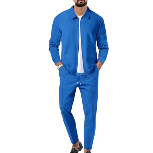 Veriliss Tracksuits Da Uomo 2 Pezzi Waffle Soft Hoodies Felpa Set Tuta Da Uomo Allenamento Top & Bottom Set Sport Jogging Suit Set