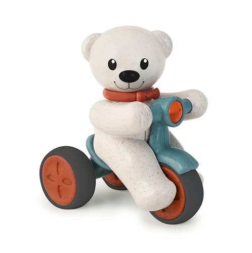 Tolo Push and Go Teddy | Interactive Toddler Toy | Press Head to Activate Movement | Clicking Turning Head and Rattling Sound | Develops Dexterity, Coordination | 12+ Months