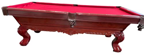 8 Ft.. Billardtisch Tunierpoolbillard Poolbillard Modell Winston Nr.8 Farbe: Kirschbaum Tuch Rot Pool Billard mit 3cm starken Schieferplatten Maß:254x142cm – Bild 5