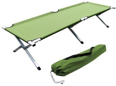 Folding Cot, Extra Large, Green, Modern, Aluminum Frame, 74.25" L x 28.25" W x 17" H, 300 lbs Capacity
