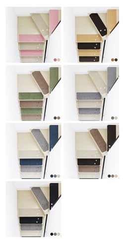 Rugtasu ラグタス 階段マット 約70×22cm てくてく肉球 洗濯機OK 置くだけ設置 滑り止め加工 フリーカット ペット対応 ふかふか やわらか (1枚, グリーン) [5]