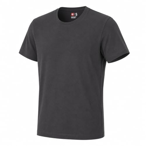 Image of Engelbert Strauss Men's T-Shirt e.s. Cotton, Breathable Basic Shirt with Crew Neck - Robust Work & Leisure Shirt, charcoal, L
