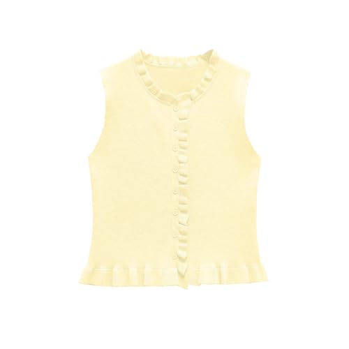 Top de punto sin mangas con volantes para evitar el calor con estilo casual 3