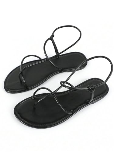 Image of GORGLITTER Women's Summer Sandals 2026 Strappy Slingback Flats Dressy Cute Beach Vacation Slides