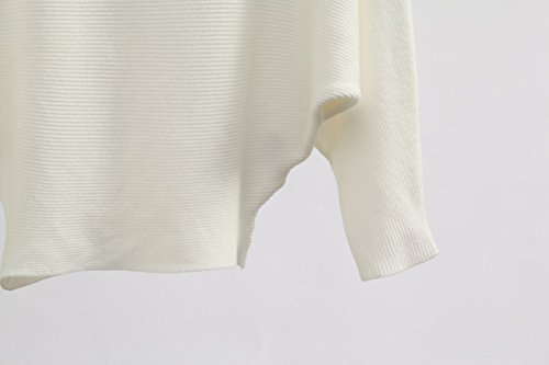 Gaberly Boat Neck Batwing Sleeves Dolman Knitted Sweaters And Pullovers Tops For Women (White, One Size) #TOP3