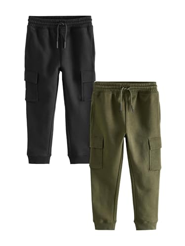 NEXT Niños Pack de 2 Pantalones de chándal Cargo de Corte Slim Black/Green 14 Años